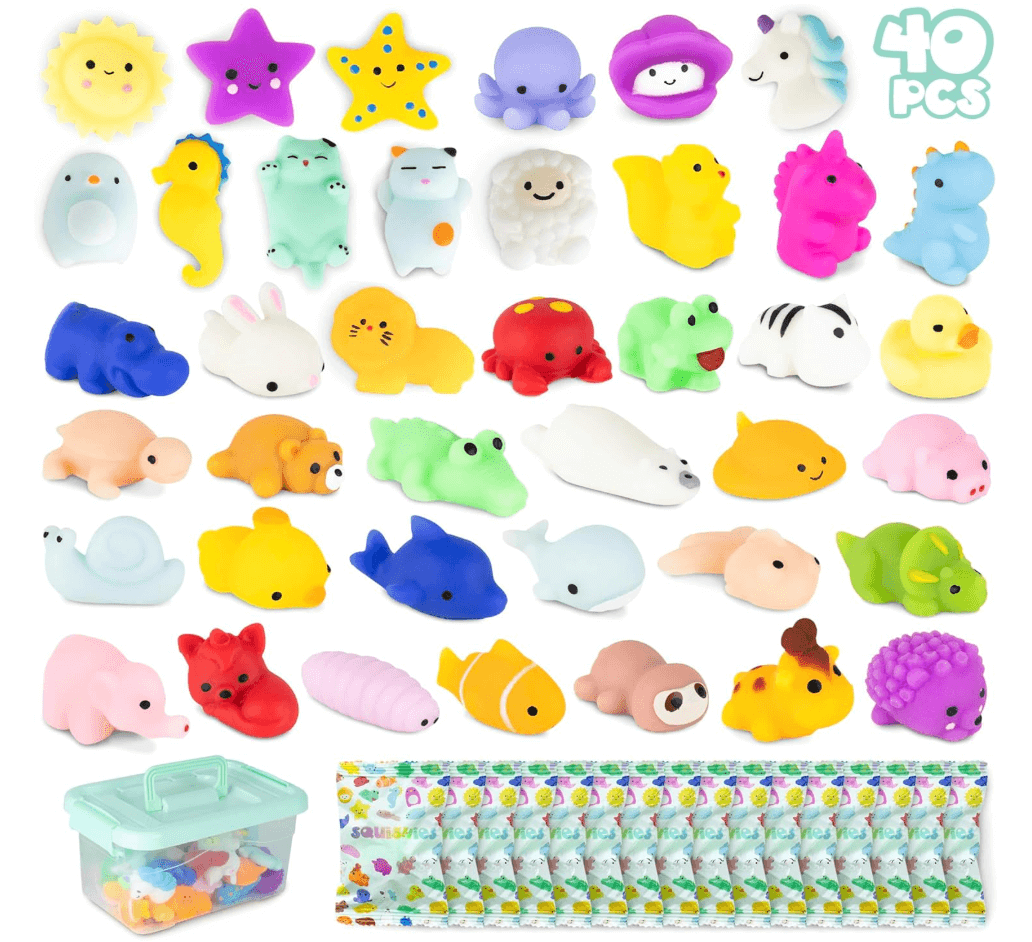 MONKY 40 Mochi Squishy Toys for Party Bag Fillers for Kids Unisex, Pack 40 Kids' Party Favours. Squishy Fidget Toys Pack, Pinata Filler Boys Girls. Return Gifts Birthday, Classroom Prizes Kawaii - HYPERMALL