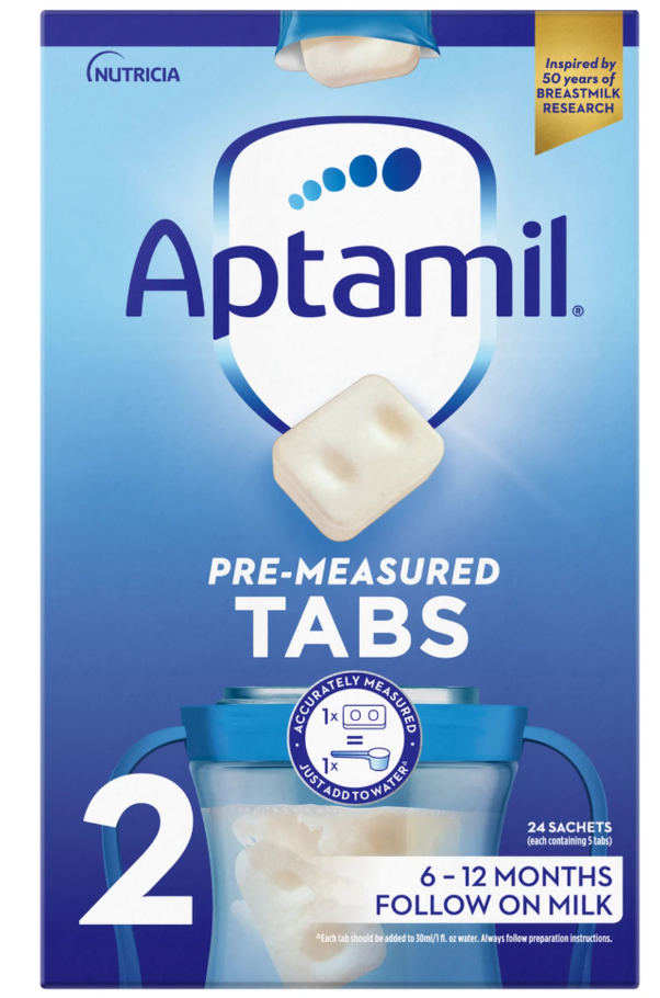 Aptamil Pre-Measured Tabs 2 Follow On Milk 6-12 Months 24 Sachets 576g - HYPERMALL