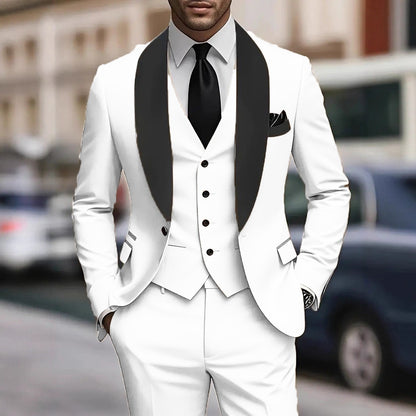 Mens Business-Casual Three-Piece Suit Korean-Style Slim Fit - HYPERMALL
