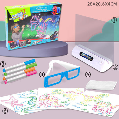 3D Magic Drawing Board LED VR Montessori Educational Toys DIY Children Graffiti Painting Lcd Writing Tablet Coloring Blackboard - HYPERMALL