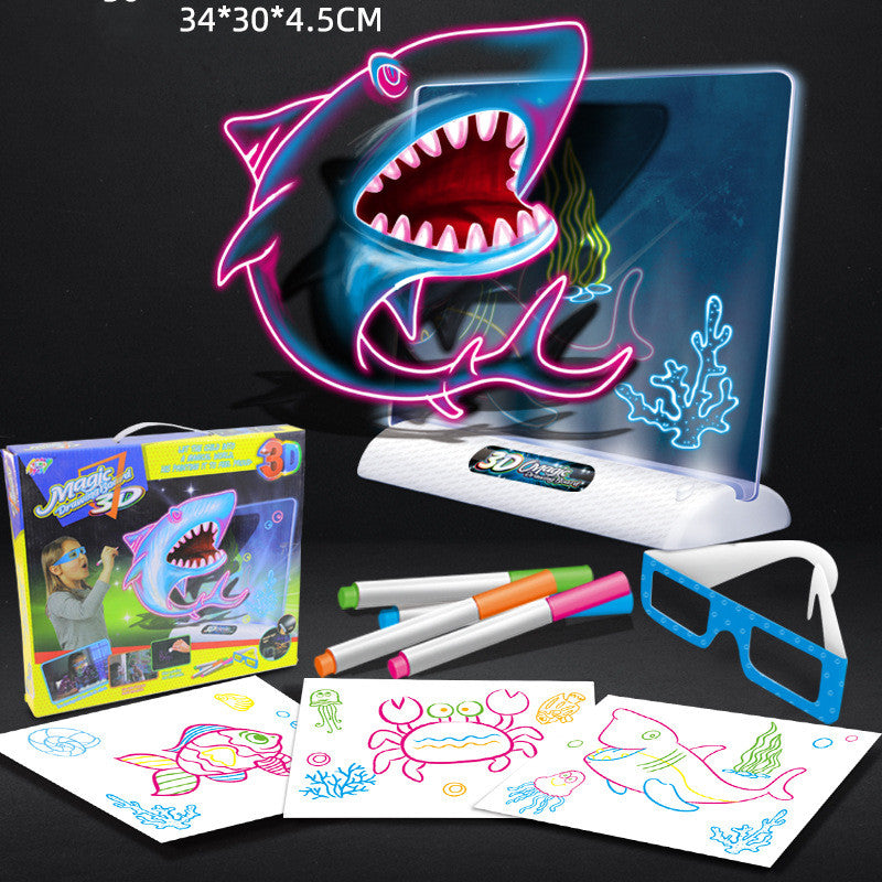 3D Magic Drawing Board LED VR Montessori Educational Toys DIY Children Graffiti Painting Lcd Writing Tablet Coloring Blackboard - HYPERMALL