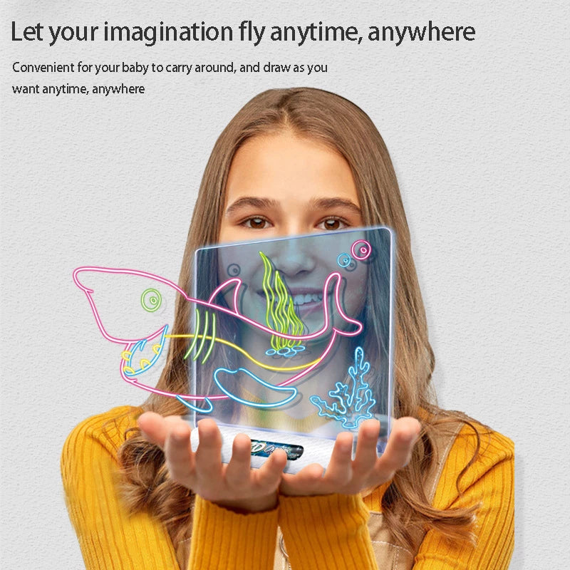 3D Magic Drawing Board LED VR Montessori Educational Toys DIY Children Graffiti Painting Lcd Writing Tablet Coloring Blackboard - HYPERMALL
