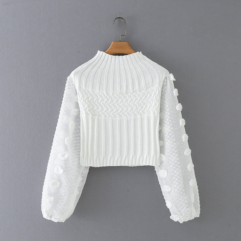 Half High Neck Ball Ball Chiffon Sleeve
