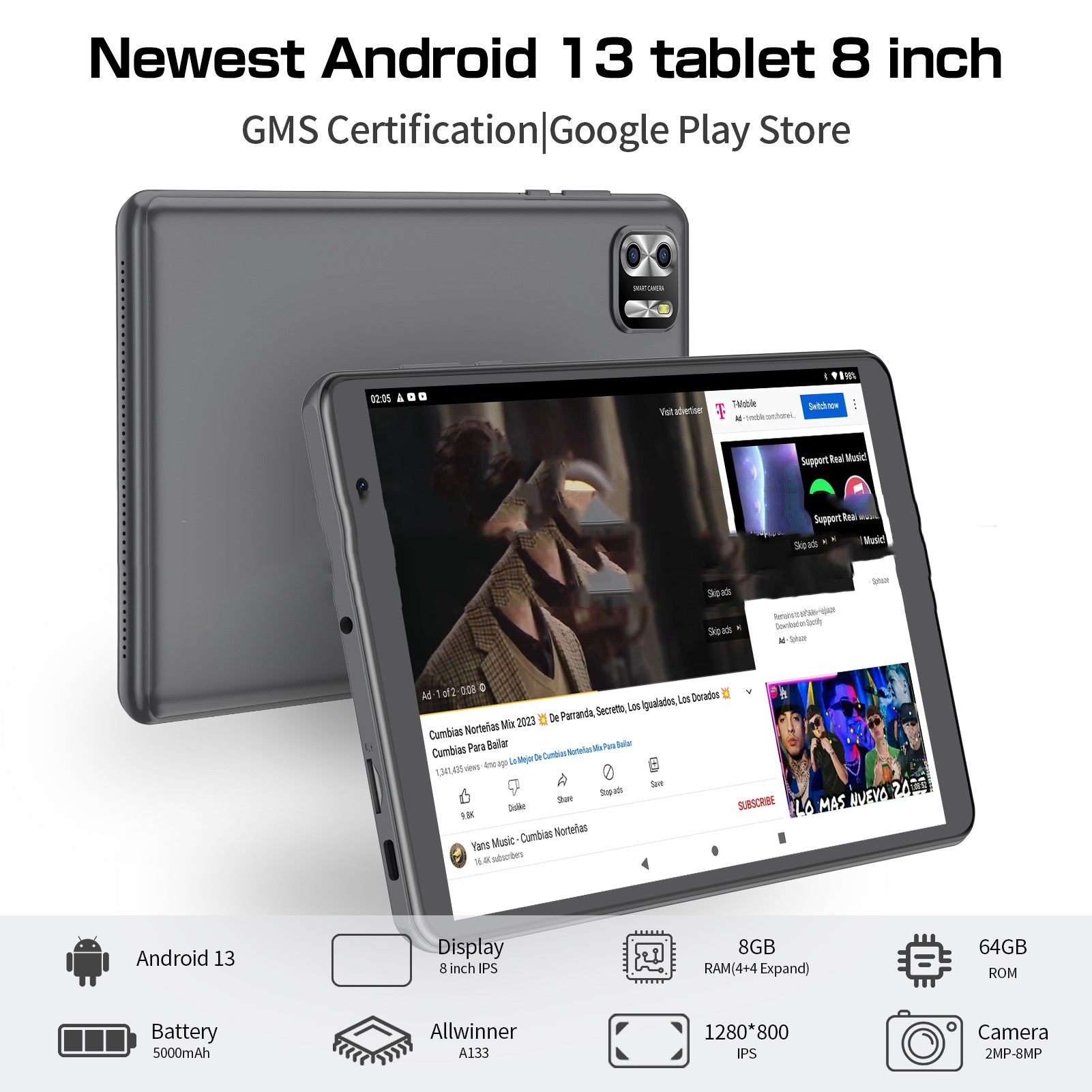 8-inch Eight-core Tablet PC Android 13 System 64g Large Capacity - HYPERMALL