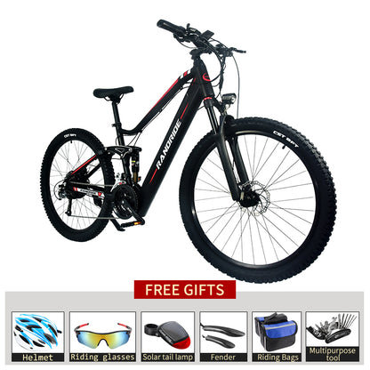 Electric Bike Off-Road Bicycle featuring a black aluminum alloy frame for ultimate off-road adventures.