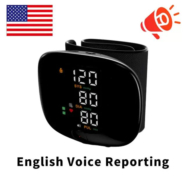 Korean Digital Rechargeable Wrist Blood Pressure Monitor with English voice reporting, best blood pressure monitor for home.