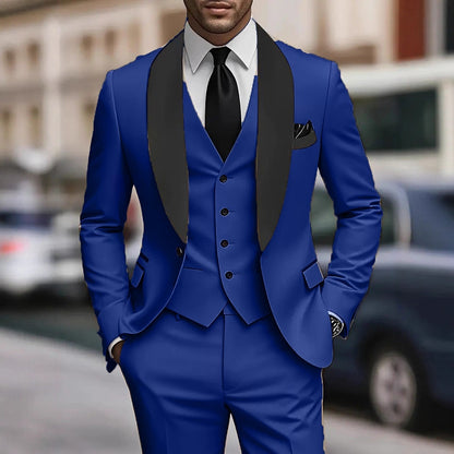 Mens Business-Casual Three-Piece Suit Korean-Style Slim Fit - HYPERMALL