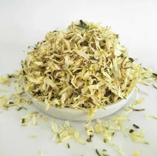 100% Natural Dried Flowers White Chrysanthemum Petals in a bowl ready for decoration.