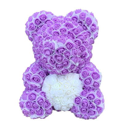 Double Color 25/40cm Rose Teddy Bear Heart artificial flower rose bear for women gift.