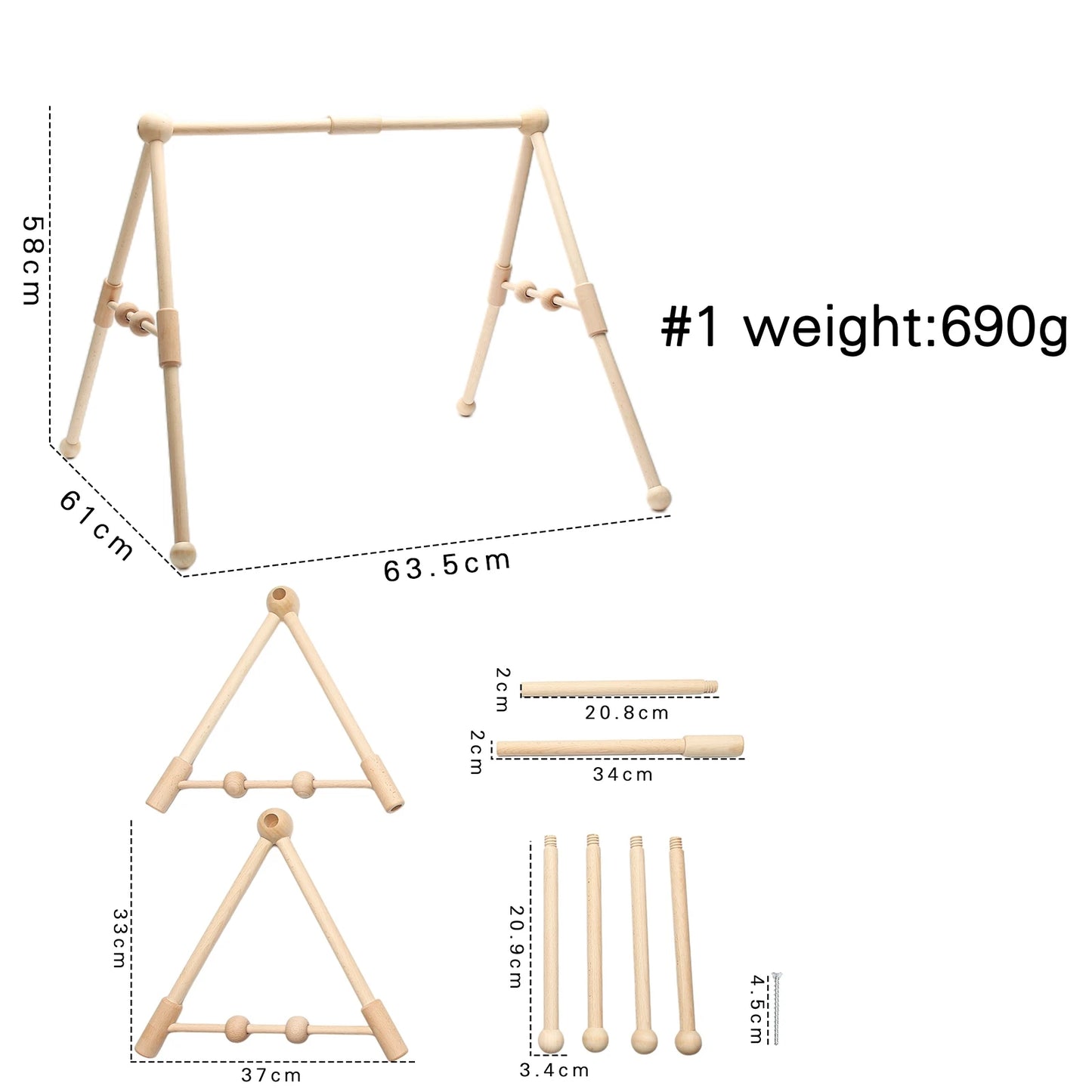 Wooden Baby Play Gym - HYPERMALL