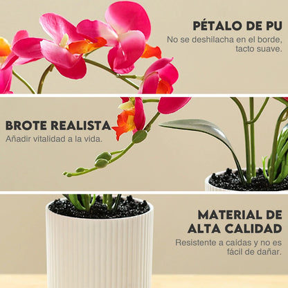 Artificial Phalaenopsis 33cm Artificial Faux Oceania Orchid Arrangement with vase and realistic petals.