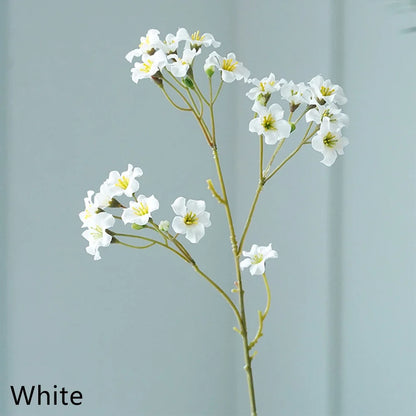 Artificial cornflower decorative flowers in white color, showcasing delicate blooms on a slender stem.