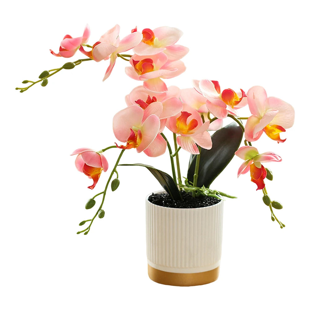 Artificial Phalaenopsis 33cm Artificial Faux Oceania Orchid Arrangement in Decorative Pot