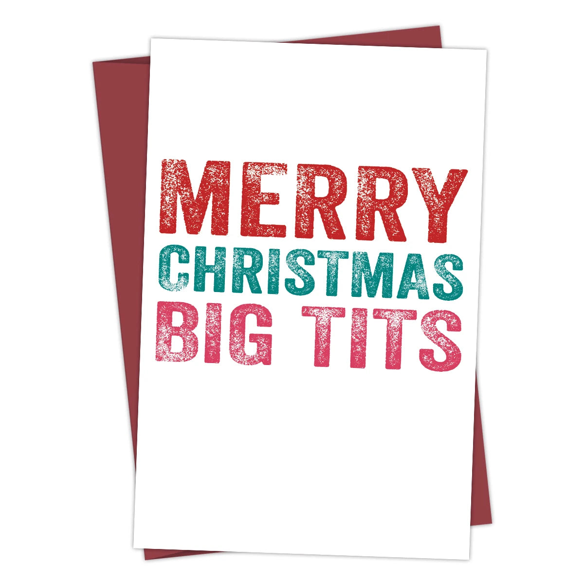 1PC Cheeky Rude Christmas Card Merry Christmas Big Tits, Funny and humorous greeting card design.