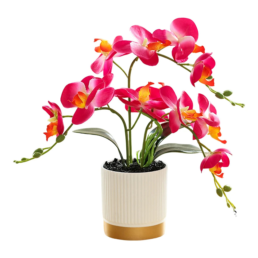 Artificial Phalaenopsis 33cm Artificial Faux Oceania Orchid Arrangement with Vase in pink and yellow hues.