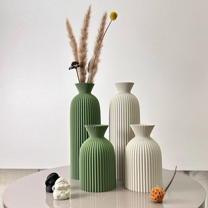 2-Piece Set of Wavy Pattern Art Dry Vase Dried Flower Vase in decorative home setting.