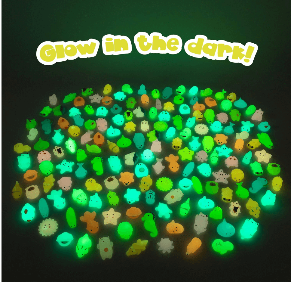 MONKY Mochi Squishy Toys for Party Bag Fillers for Kids Unisex Pack 160. Kids' Party Favours with Glow in the Dark, Squishy Fidget Toys Pack. Pinata Filler Birthday Boys Girls, Return Gifts Kawaii - HYPERMALL