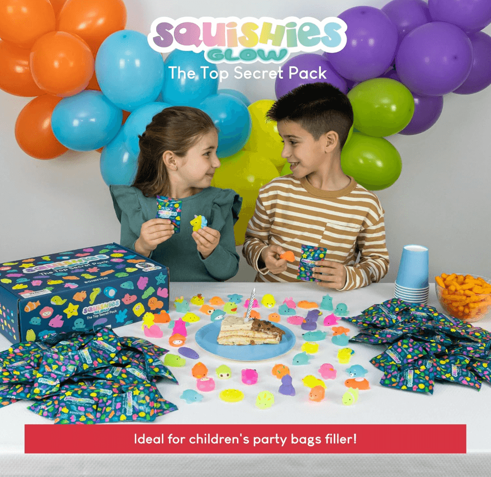 MONKY Mochi Squishy Toys for Party Bag Fillers for Kids Unisex Pack 160. Kids' Party Favours with Glow in the Dark, Squishy Fidget Toys Pack. Pinata Filler Birthday Boys Girls, Return Gifts Kawaii - HYPERMALL