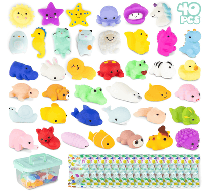 MONKY 40 Mochi Squishy Toys for Party Bag Fillers for Kids Unisex, Pack 40 Kids' Party Favours. Squishy Fidget Toys Pack, Pinata Filler Boys Girls. Return Gifts Birthday, Classroom Prizes Kawaii - HYPERMALL
