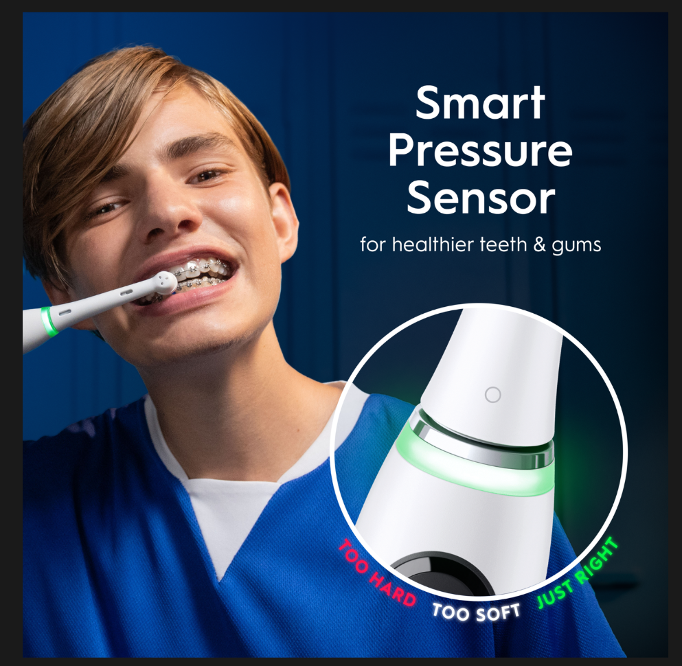 Oral-B iO9 Adult Electric Toothbrush App Connected with Smart Pressure Sensor for healthier teeth & gums.