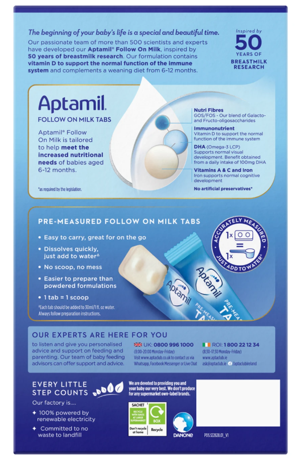 Aptamil Pre-Measured Tabs 2 Follow On Milk 6-12 Months 24 Sachets 576g - HYPERMALL