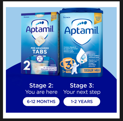 Aptamil Pre-Measured Tabs 2 Follow On Milk 6-12 Months 24 Sachets 576g - HYPERMALL