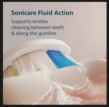 Philips Sonicare 5300 affordable electric toothbrush feature highlighting fluid action for gumline cleaning.