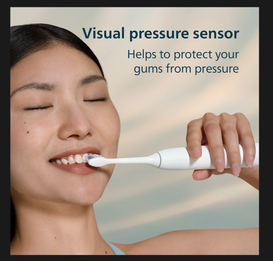 Philips Sonicare 5300 Electric Toothbrush with travel case features visual pressure sensor for affordable electric toothbrush.