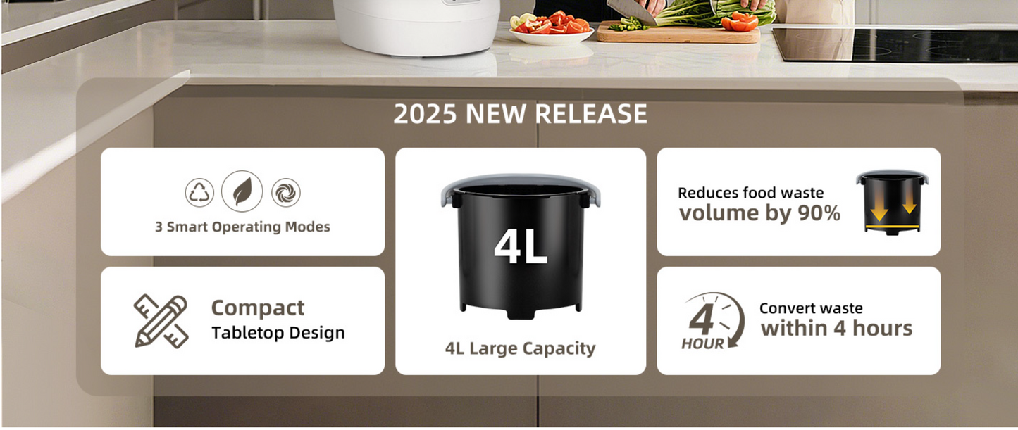 4L Electric Kitchen Composter and Food Waste Fertilizer Machine - HYPERMALL