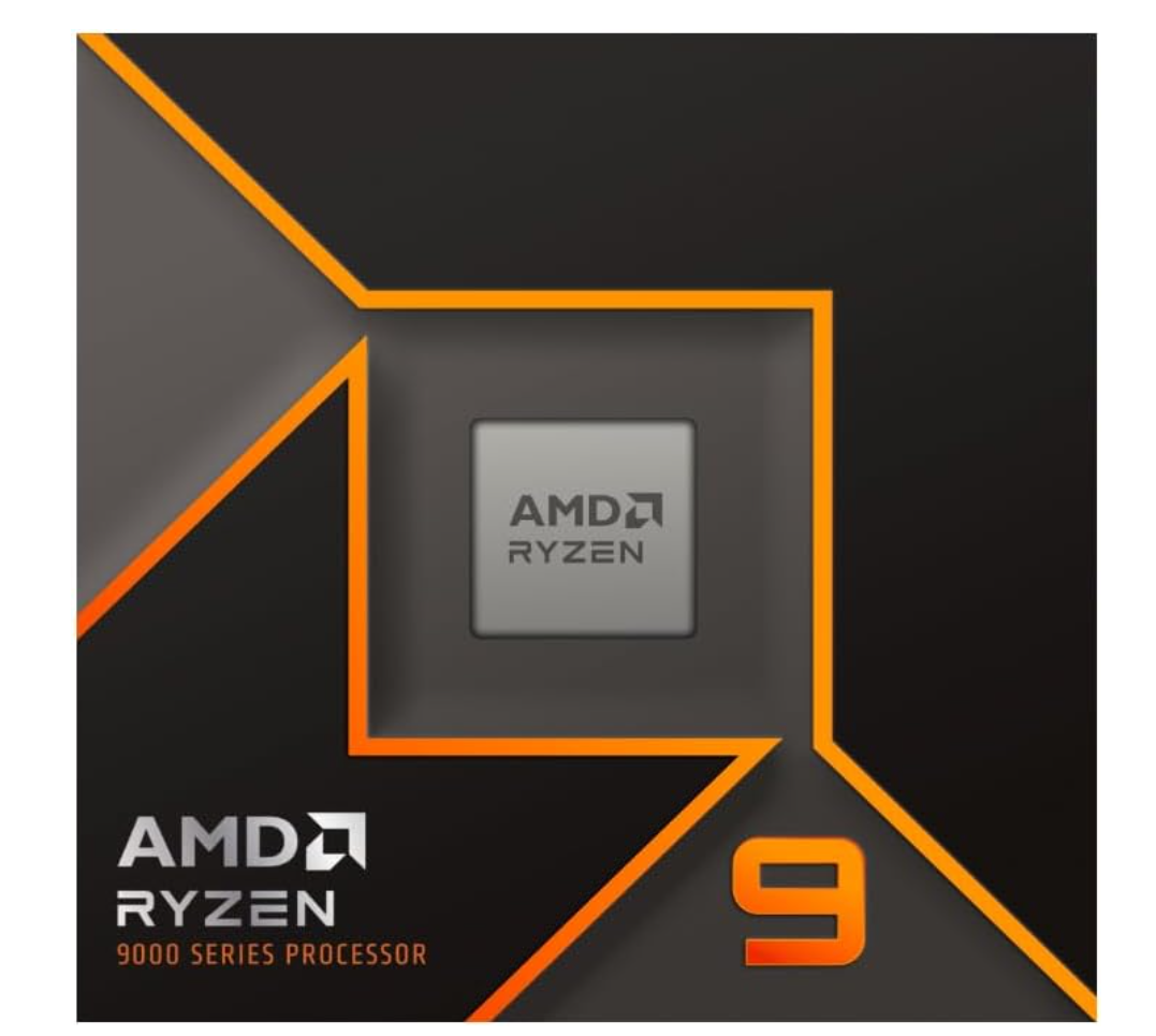 AMD Ryzen 9 9900X processor with Radeon graphics packaging front view.