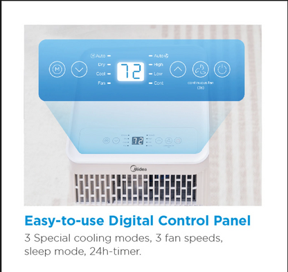 Midea Portable Air Conditioner – 7000 BTU, WiFi Connectivity, 3-in-1 Cooling, Dehumidifier & Fan, A Energy Rating