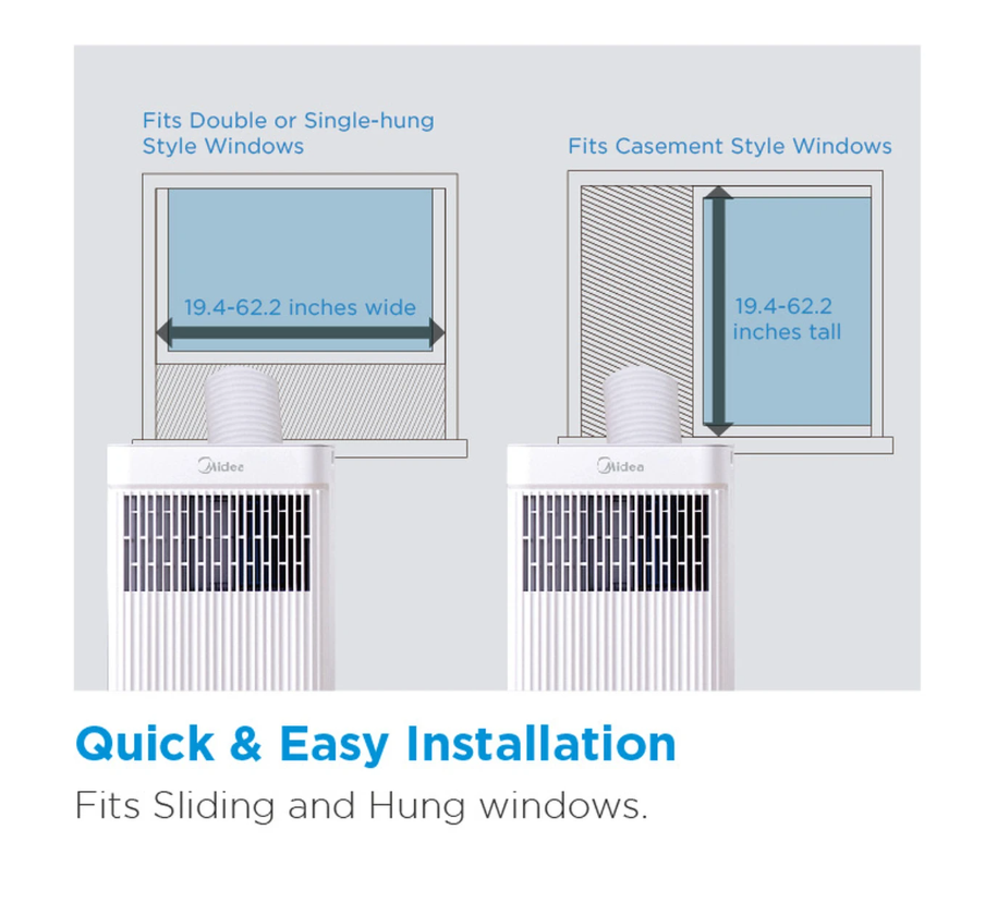 Midea Portable Air Conditioner – 7000 BTU, WiFi Connectivity, 3-in-1 Cooling, Dehumidifier & Fan, A Energy Rating