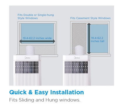 Midea Portable Air Conditioner – 7000 BTU, WiFi Connectivity, 3-in-1 Cooling, Dehumidifier & Fan, A Energy Rating