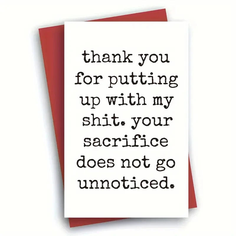 1pc Humor Anniversary Card Cool Card With Envelope featuring a funny message about appreciation.