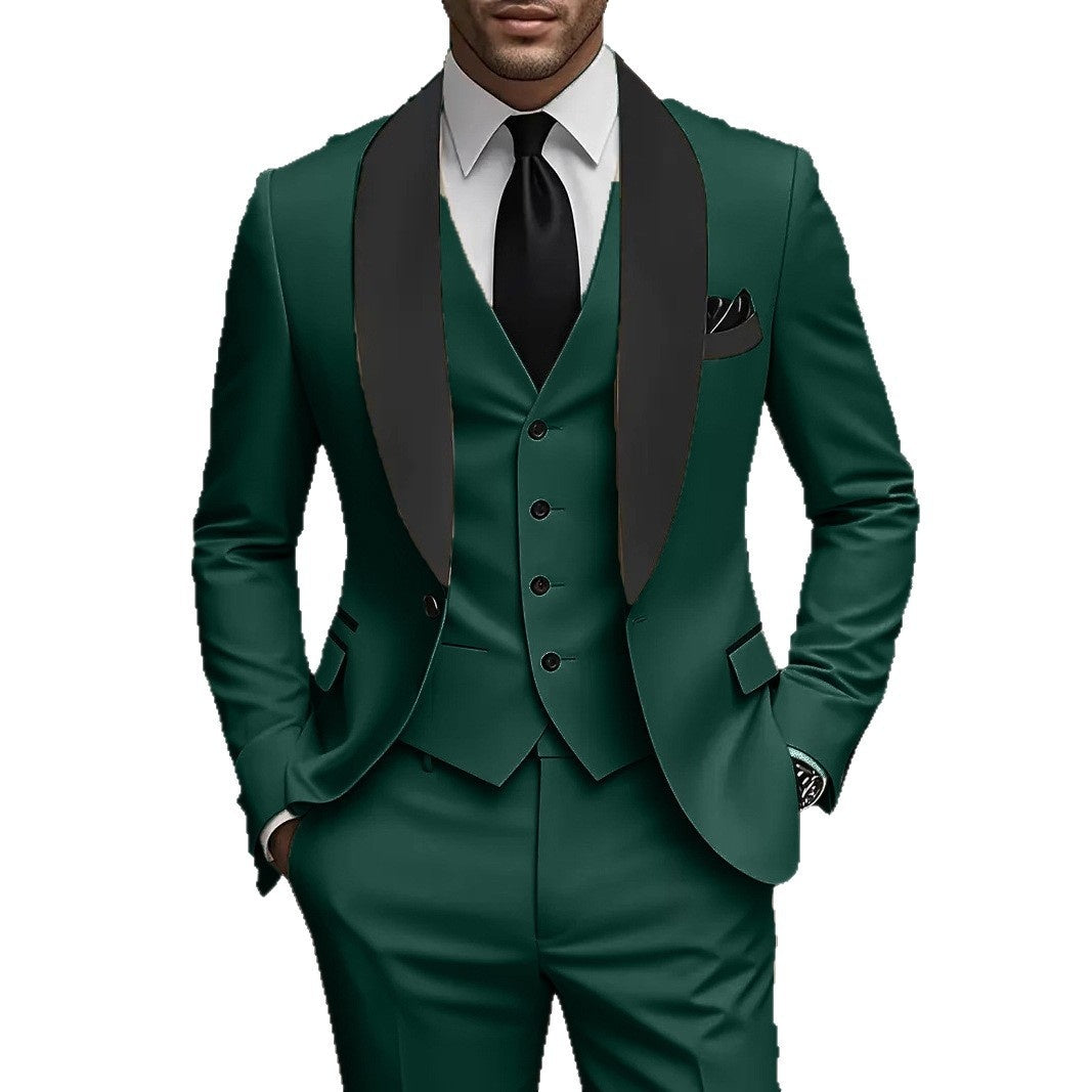 Mens Business-Casual Three-Piece Suit Korean-Style Slim Fit - HYPERMALL