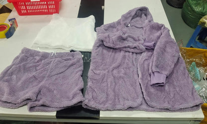 3pcs Womens Clothing Long Sleeve Crop Tank Top And Drawstring Shorts Pajama Set - HYPERMALL